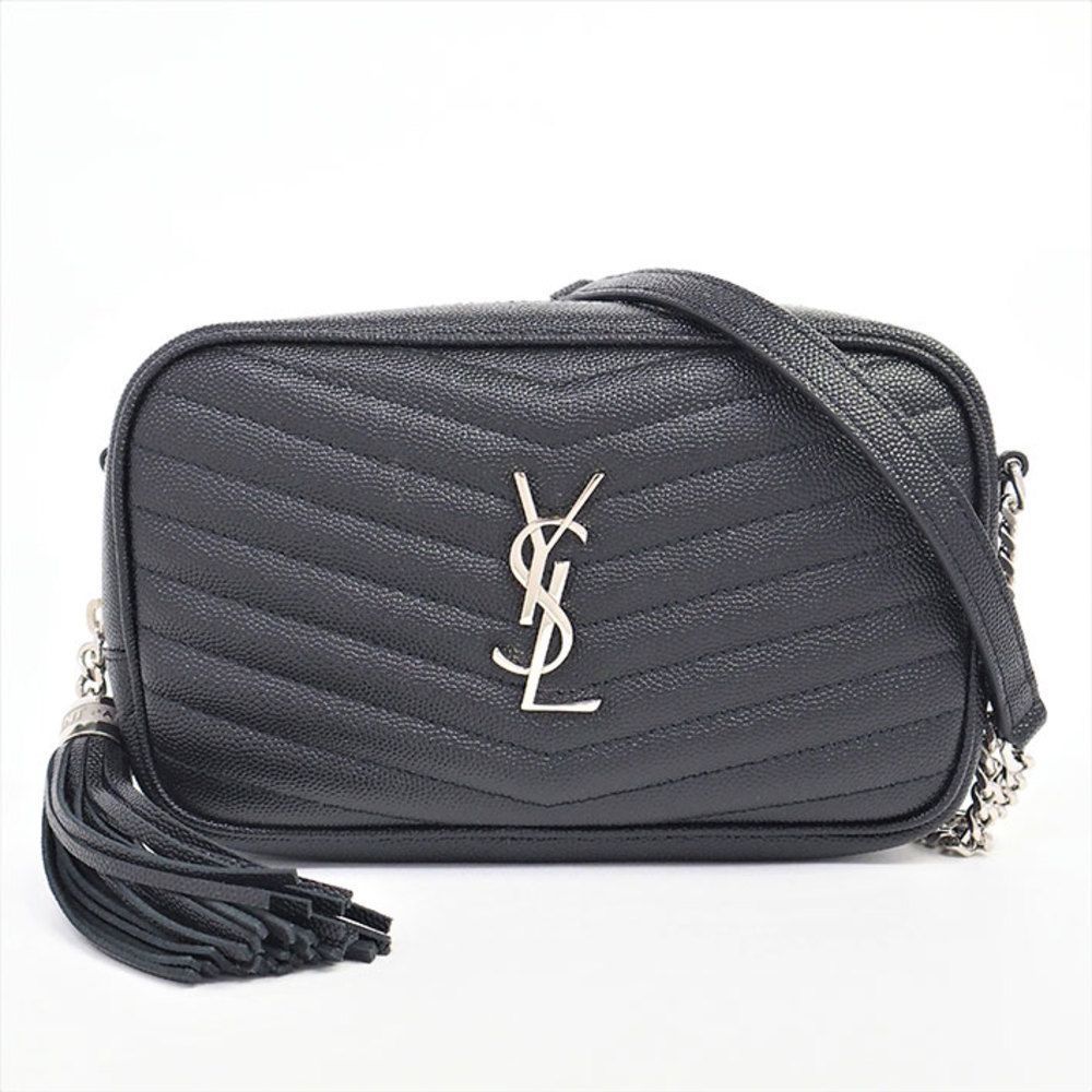 Yves Saint Laurent Lou Chain Shoulder Leather Black Ysl Silver